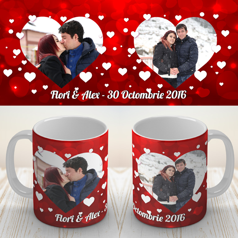 Cană personalizată cu 2 fotografii și mesaj
