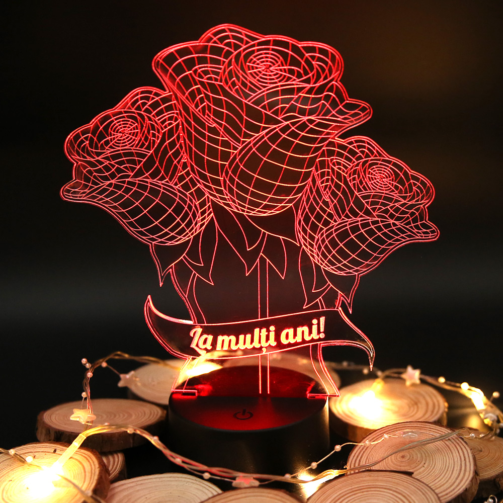 Lampa personalizata 3D cu trandafiri
