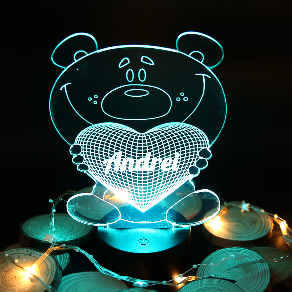 Lampa personalizata 3D cu Ursuleț - imagine 2